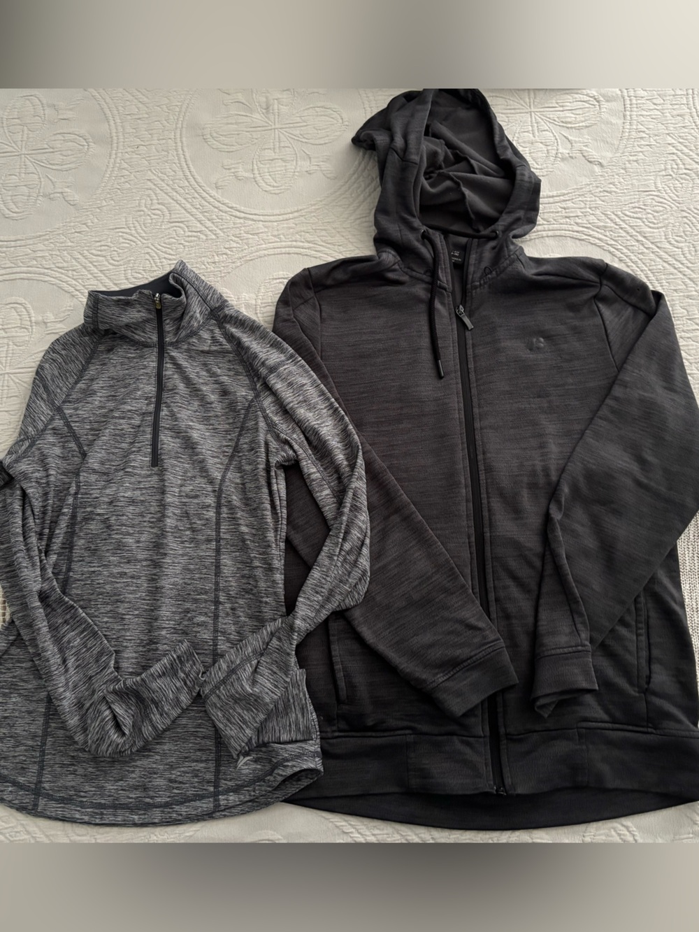 Russell Athletic Heather Grey Quarter-Zip & Charcoal Hoodie Duo